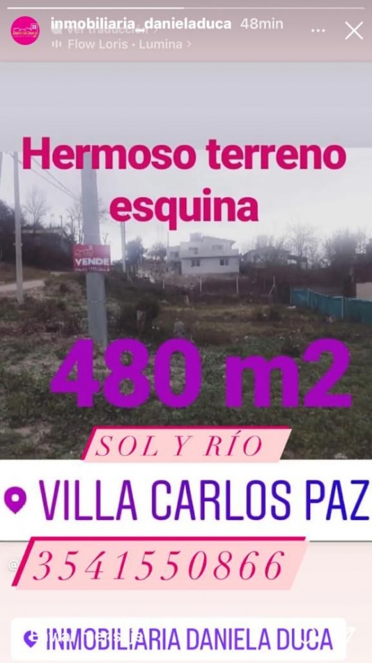 TERRENO EN VENTA EN CARLOS PAZ- SOL Y RIO