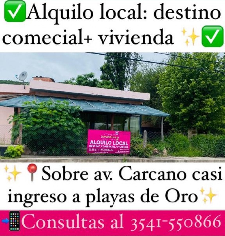 LOCAL + VIVIENDA EN ALQUILER CARLOS PAZ